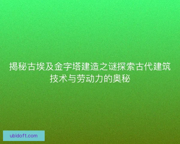 揭秘古埃及金字塔建造之谜探索古代建筑技术与劳动力的奥秘